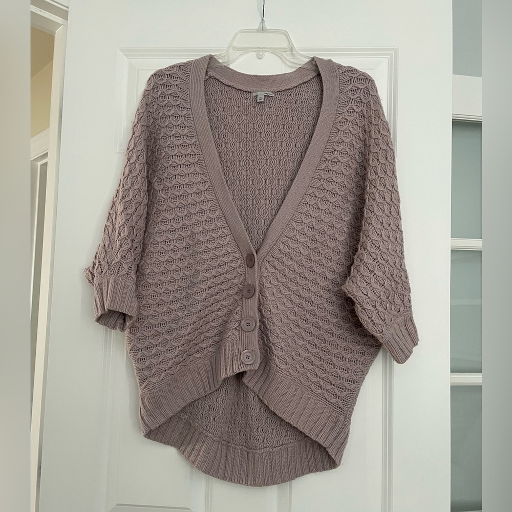 Halogen Light Mauve Chunky Knit Button Sweater